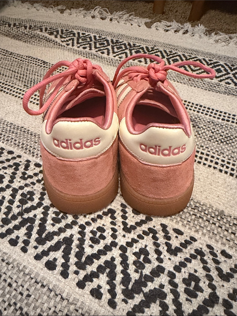 adidas Pink Suede Sneakers with Cream Stripes - Picture 2 of 7